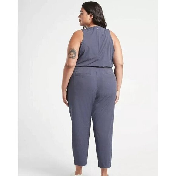 Athleta Brooklyn Textured Jumpsuit Leopard Size 22 Sleeveless Gray Violet - Picture 2 of 9
